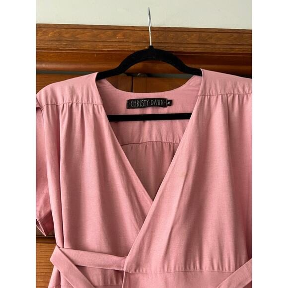 Christy Dawn Women's The Autumn Midi Wrap Dress Dusty Rose Silk Balletcore SZ M - Picture 7 of 13